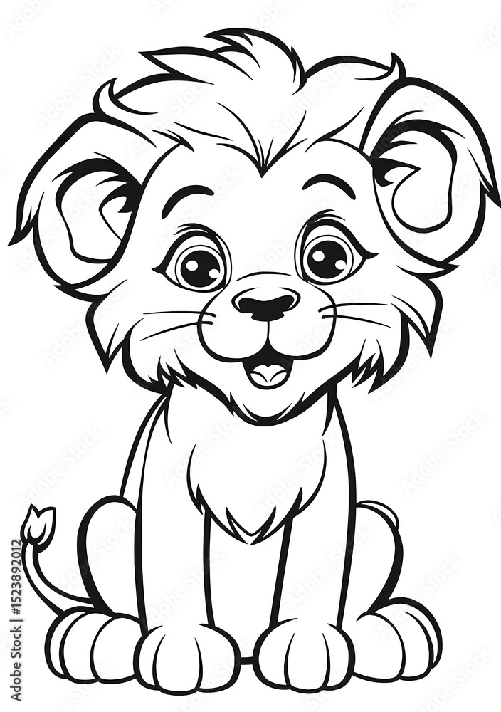 Obraz premium A cute lion, coloring page.