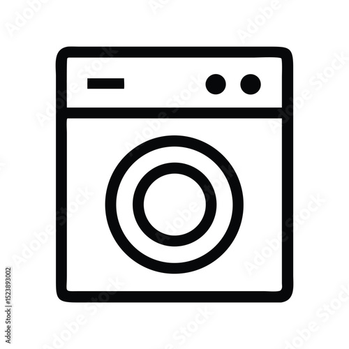 Washing machine icon vector. Laundry appliance symbol for home cleaning and clothing care design

