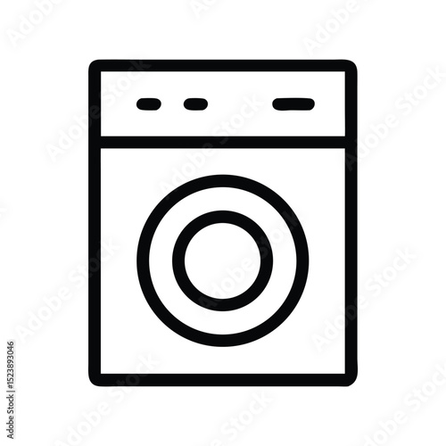 Washing machine icon vector. Laundry appliance symbol for home cleaning and clothing care design

