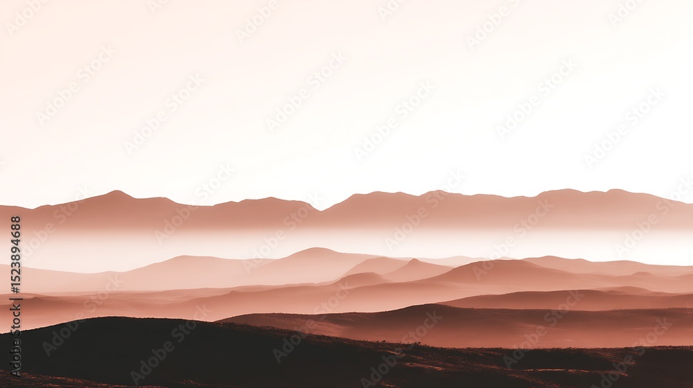 Obraz premium Layered hills in the foggy distance