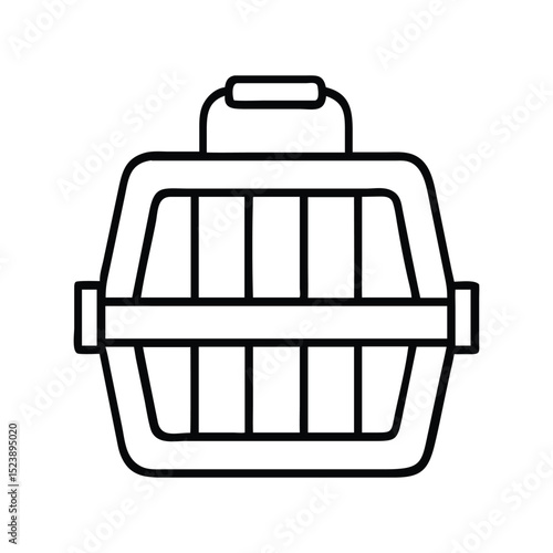 Pet carrier icon vector. Portable travel box for cats and dogs, animal transport crate, pet travel bag, and safety container


