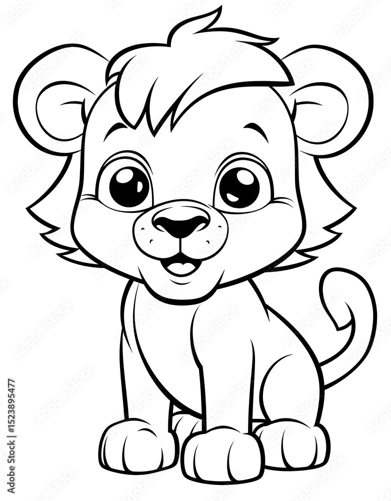 Obraz premium A cute lion, coloring page.