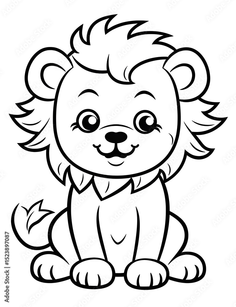 Obraz premium A cute lion is sitting.
