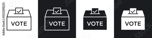 Voting icons in flat and thin stroke style