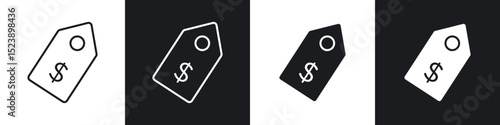 Tag icons in flat and thin stroke style