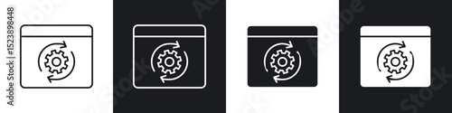 System update icons in flat and thin stroke style