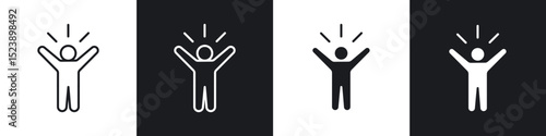 Success icons in flat and thin stroke style