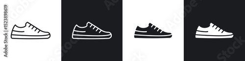 Shoes icons in flat and thin stroke style
