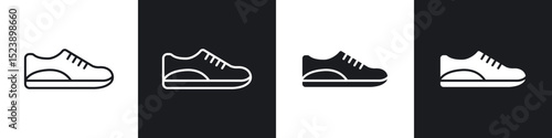 Shoes icons in flat and thin stroke style