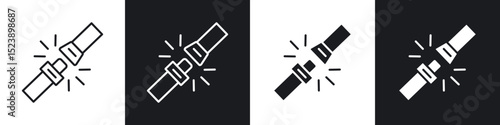 Seat Belt icons in flat and thin stroke style