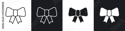 Ribbon icons in flat and thin stroke style