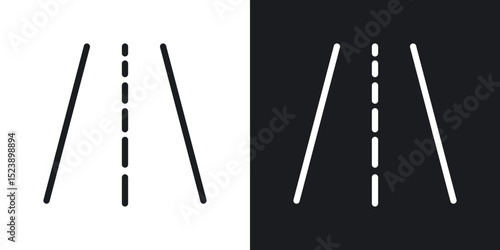 Road icons in flat and thin stroke style