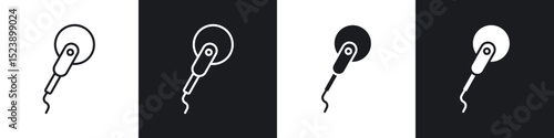 Polisher icons in flat and thin stroke style