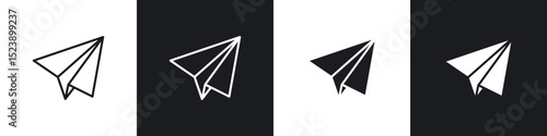 Paper plane icons in flat and thin stroke style