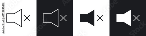 Mute icons in flat and thin stroke style