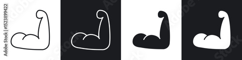 Muscle icons in flat and thin stroke style