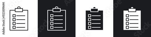 List icons in flat and thin stroke style