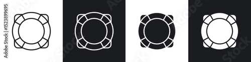 Life buoy icons in flat and thin stroke style