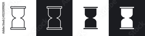 Hourglass icons in flat and thin stroke style