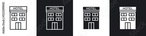 Hotel icons in flat and thin stroke style