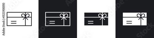Gift card icons in flat and thin stroke style