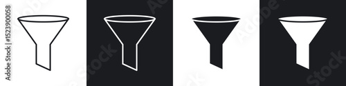 Funnel icons in flat and thin stroke style