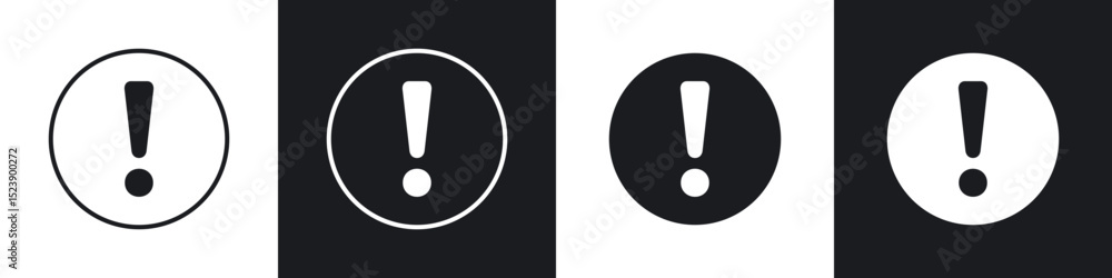Exclamation icons in flat and thin stroke style Exclamation icons in flat and thin stroke style