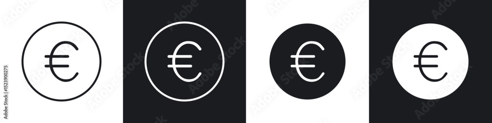 Obraz premium Euro icons in flat and thin stroke style