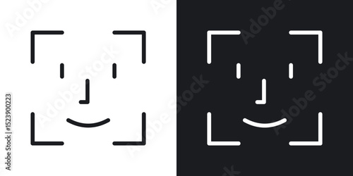 Face id icons in flat and thin stroke style