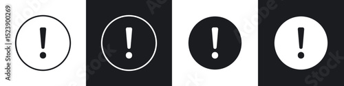 Exclamation button icons in flat and thin stroke style
