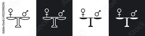 Equality icons in flat and thin stroke style