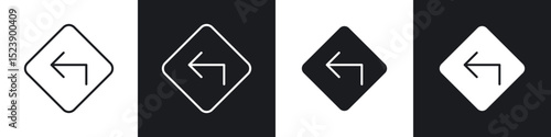 Directions icons in flat and thin stroke style