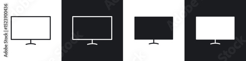 Desktop icons in flat and thin stroke style