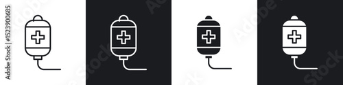 Chemotherapy icons in flat and thin stroke style