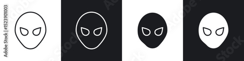Alien icons in flat and thin stroke style