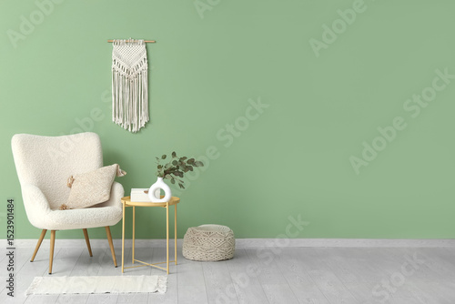 Armchair, pouf, table and v...