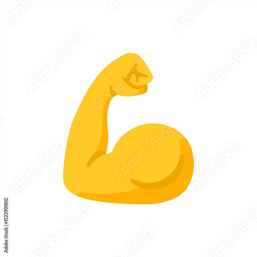 Biceps 3d isolated emoji gesture illustration. Flexed biceps icon in 3d style. Muscle arm isolated on white background. Fit and strong muscular, bodybuilding. Vector 10 eps.