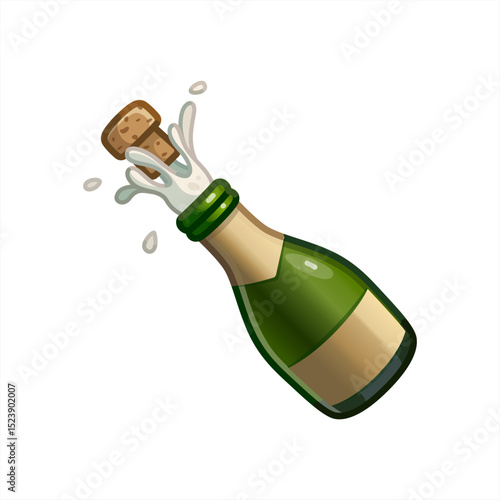 Emoji Bottle of champagne, emoji cocktail, vector 10 eps.