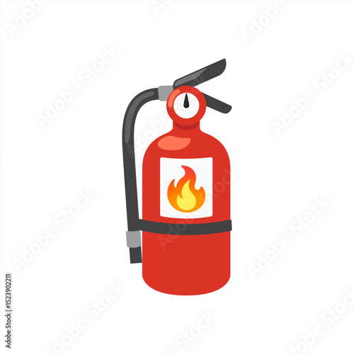 Fire extinguisher emoji vector, fire killer, fire reel hose on isolated background.