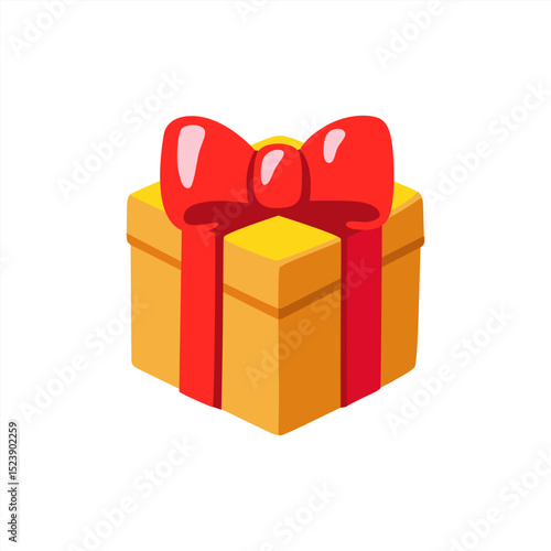 Gift box bow emoji present illustration vector birthday ribbon symbol sign icon, vector 10 eps.