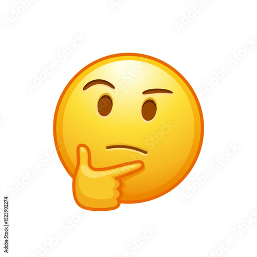 Thinking face emoji - emoticon face shown with a single finger and thumb.