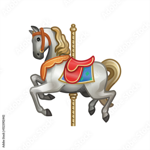 Emoji carousel horse icon. Beautiful carousel horse vector cartoon illustration.