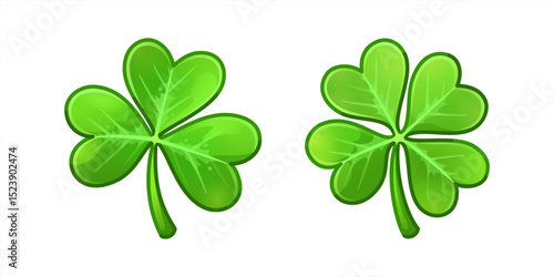 Clover Emoji Icon Set.Shamrock Icon Green. Shamrocks Icon. Leaf Clover. Irish Symbol. St Patrick's Day Logo. Luck Sign. Vector Illustration 10 eps.