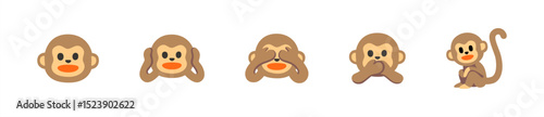 Vector flat monkey emoji 10 eps.