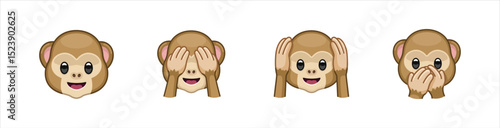 Vector flat monkey emoji, 10 eps.