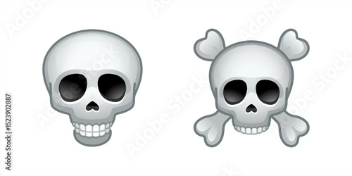 Top quality emoticon. Skull face emoji isolated, dead emoticon face emoji. Popular element. Emoji 10 eps.