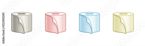 Roll tissue paper set in flat style. vector illustration 10 eps.