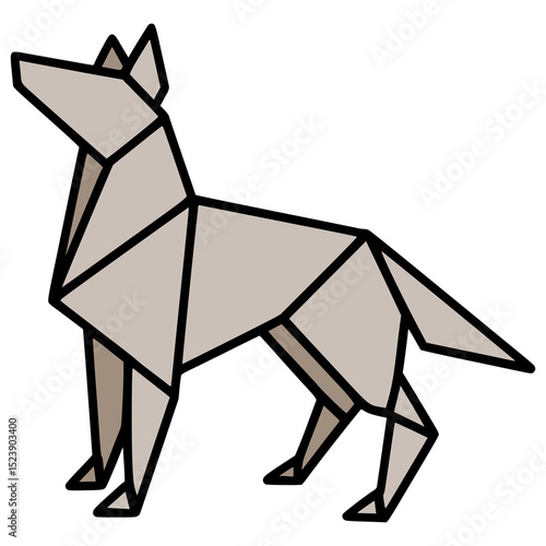 wolf origami animal papercraft hobby fun flat color vector illustration template design
