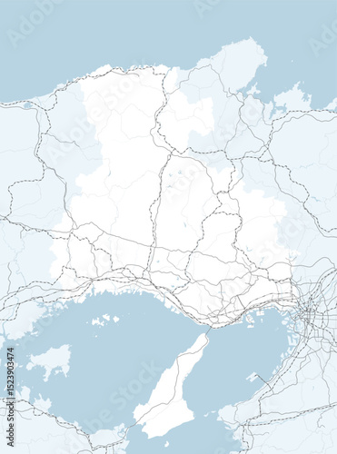 日本の兵庫県と隣接する都道府県を含む、シンプルなロードマップ