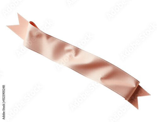 Elegant Pink Ribbon on Transparent Background